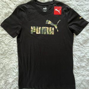 NWT Small Mens Black & Camo Puma Graphic Short Sleeve Tee